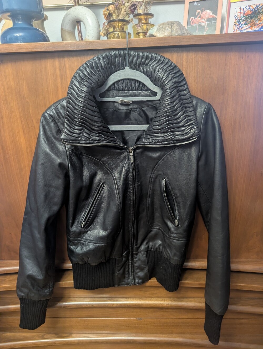 Vintage Cache 90s Leather Bomber Jacket